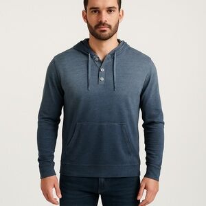 Lucky Brand  men’s size M true indigo Long sleeve Blue Ombre Knit Hoodie
